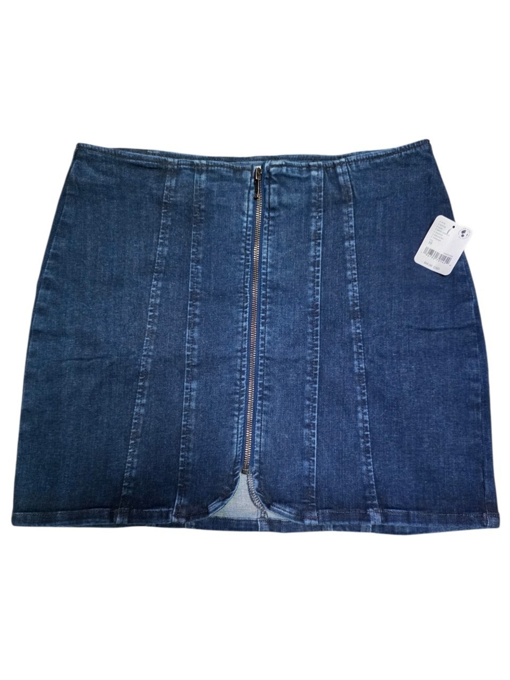 Free People Layla Denim Zip Front Mini Skirt Size 10 NWT